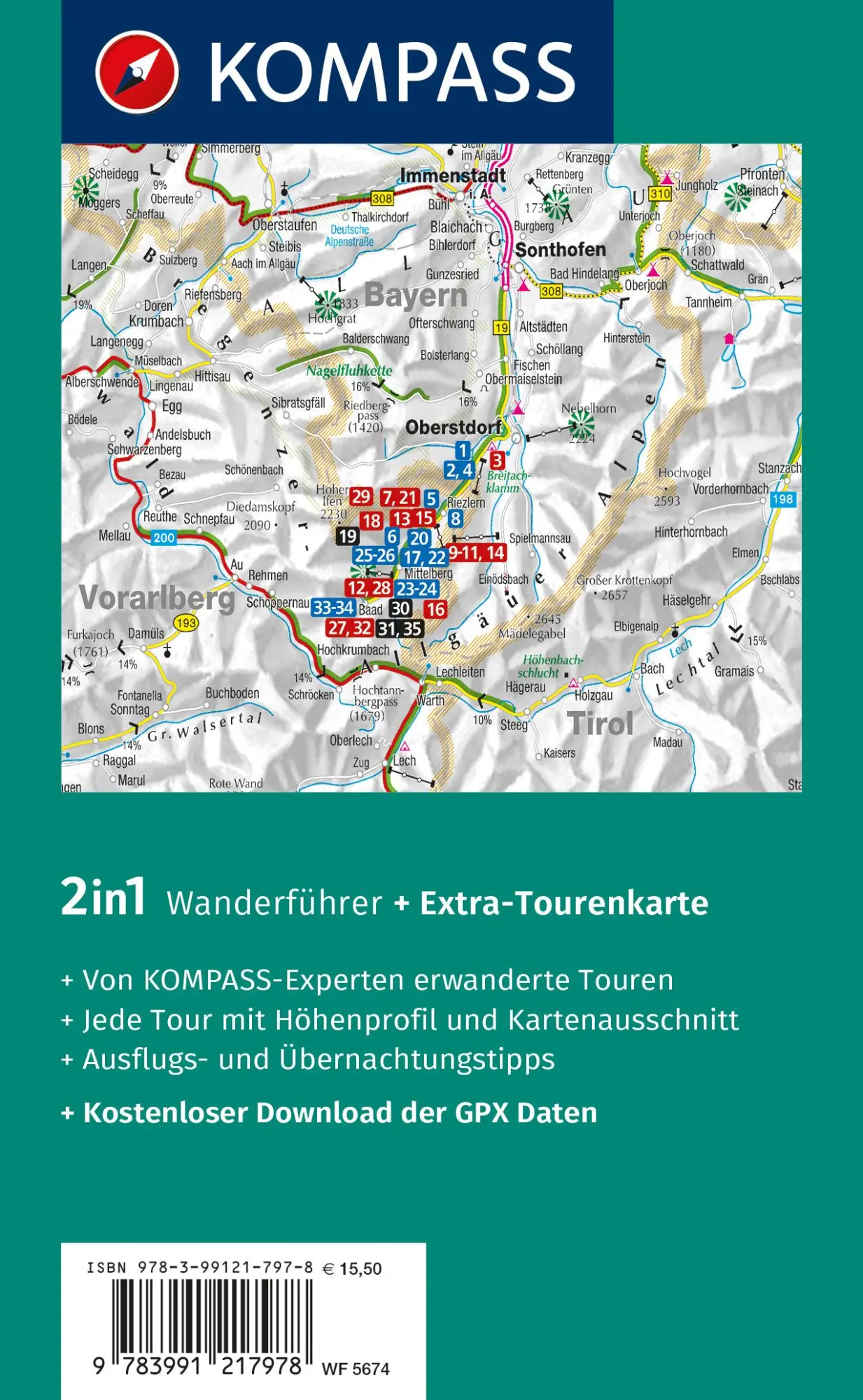 Rückseite: 9783991217978 | KOMPASS Wanderführer Kleinwalsertal, 35 Touren mit Extra-Tourenkarte