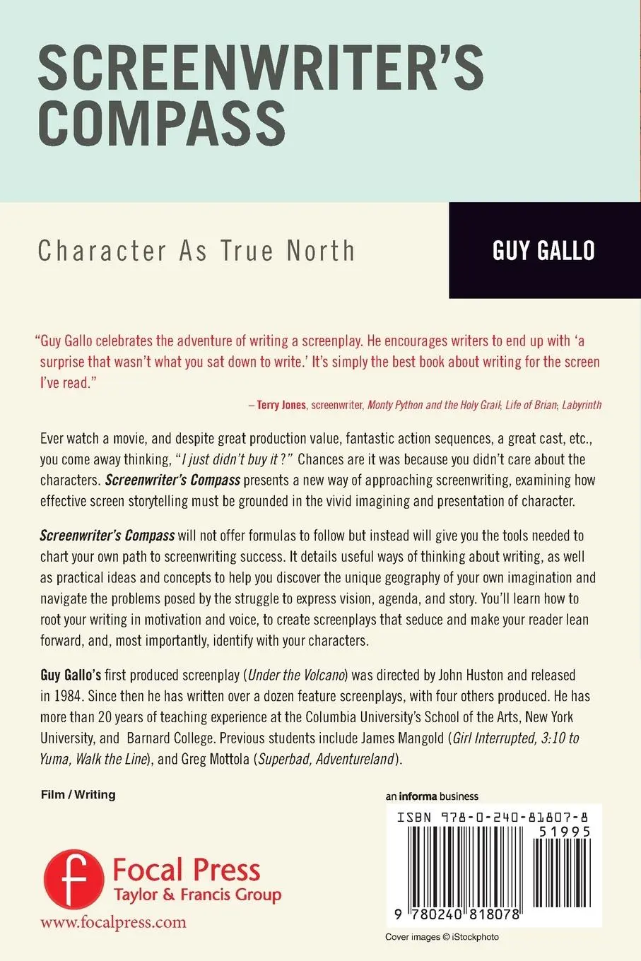 Rückseite: 9780240818078 | Screenwriter's Compass | Character As True North | Guy Gallo | Buch