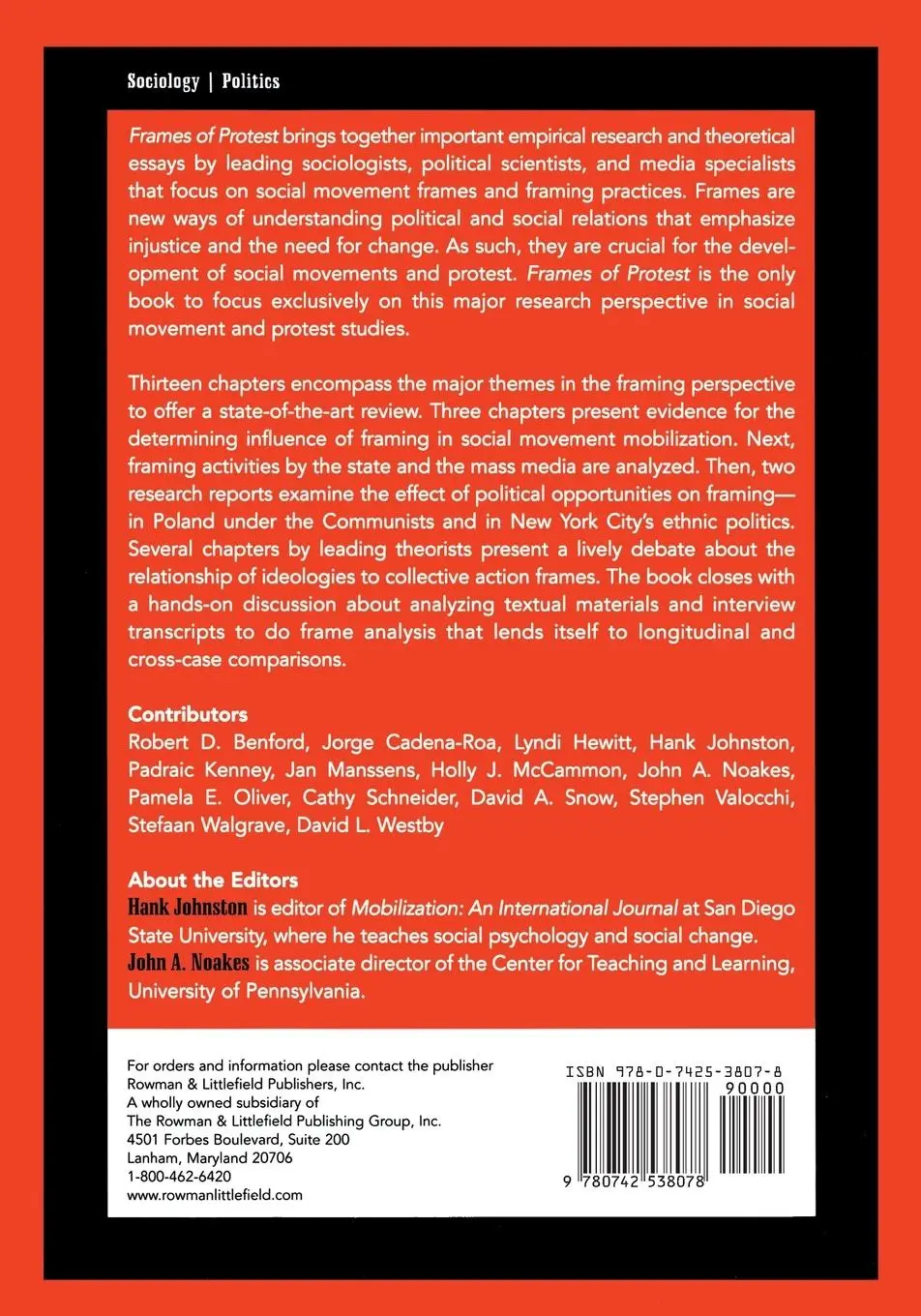 Rückseite: 9780742538078 | Frames of Protest | Social Movements and the Framing Perspective