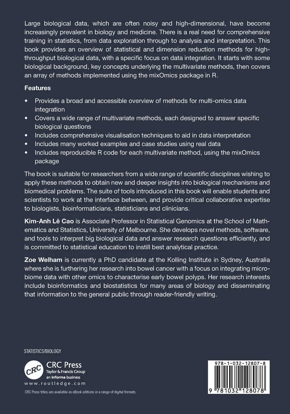 Rückseite: 9781032128078 | Multivariate Data Integration Using R | Kim-Anh Lê Cao (u. a.) | Buch