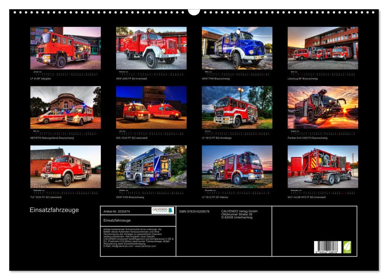 Bild: 9783516208078 | Einsatzfahrzeuge (Wandkalender 2026 DIN A2 quer), CALVENDO...