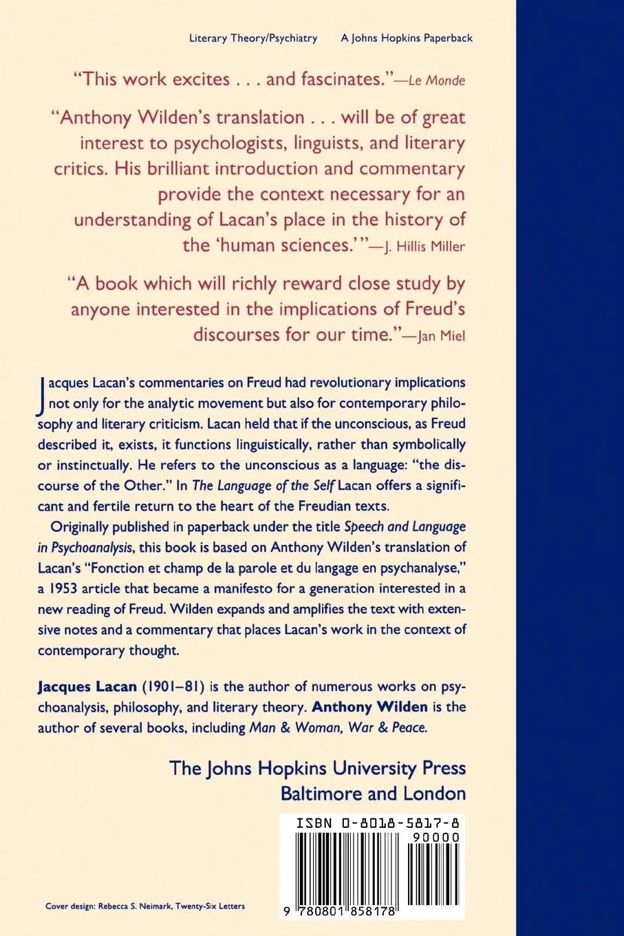 Rückseite: 9780801858178 | The Language of the Self | The Function of Language in Psychoanalysis