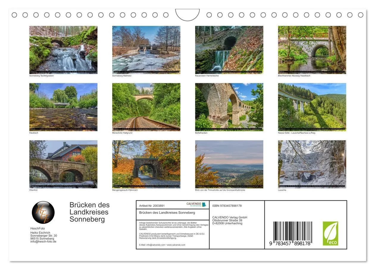 Bild: 9783457898178 | Brücken des Landkreises Sonneberg (Wandkalender 2026 DIN A4 quer),...