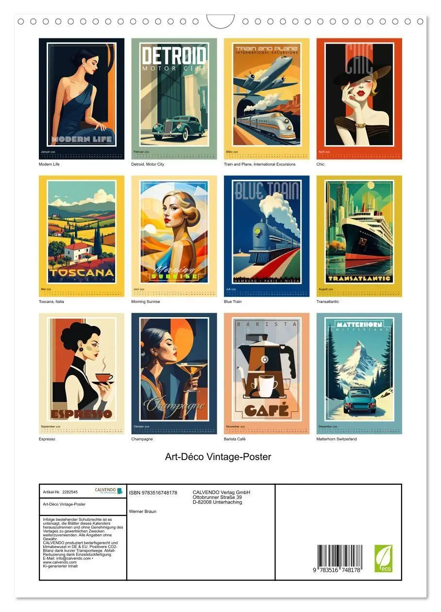Bild: 9783516748178 | Art-Déco Vintage-Poster (Wandkalender 2026 DIN A3 hoch), CALVENDO...