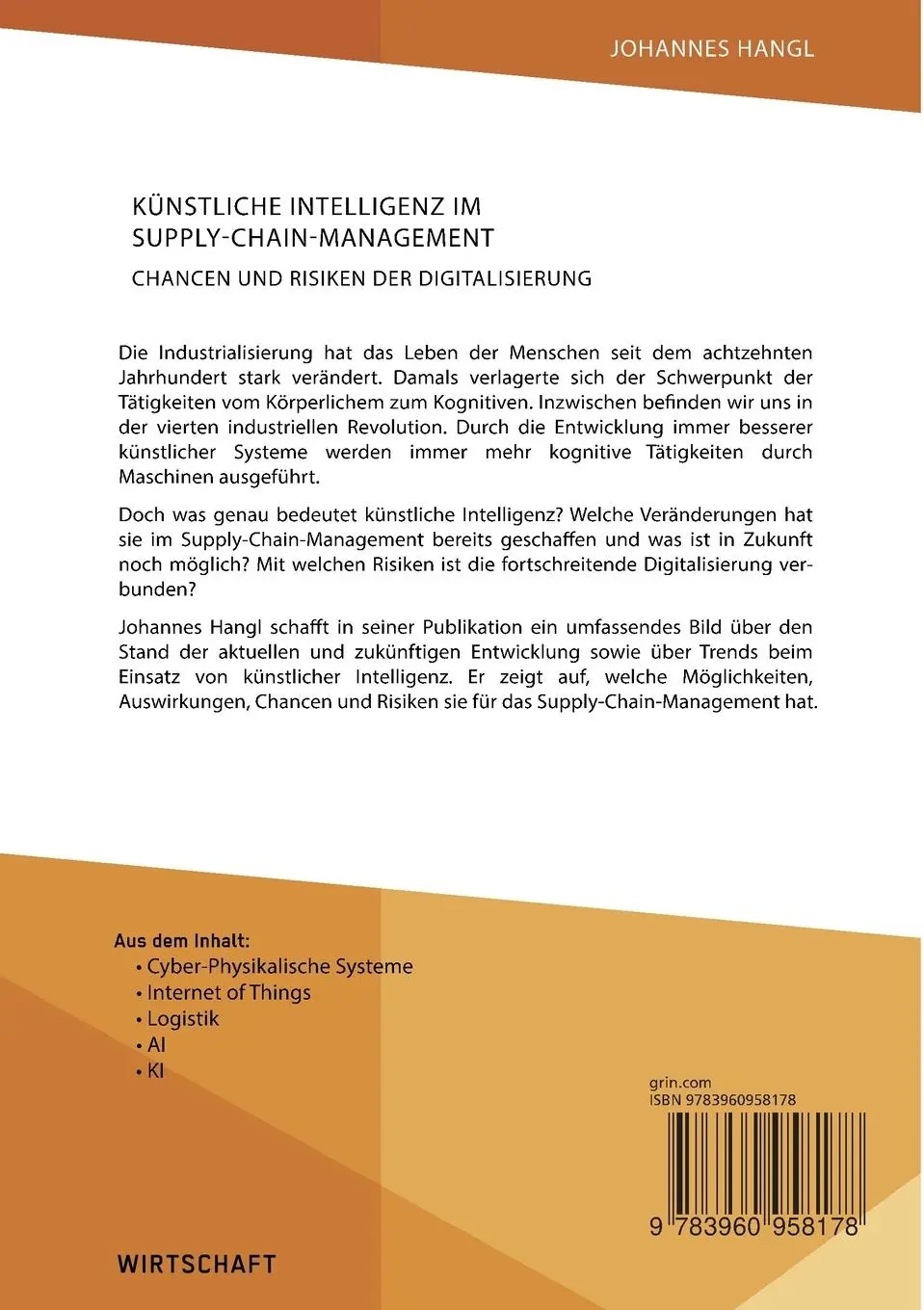 Rückseite: 9783960958178 | Künstliche Intelligenz im Supply-Chain-Management. Chancen und...