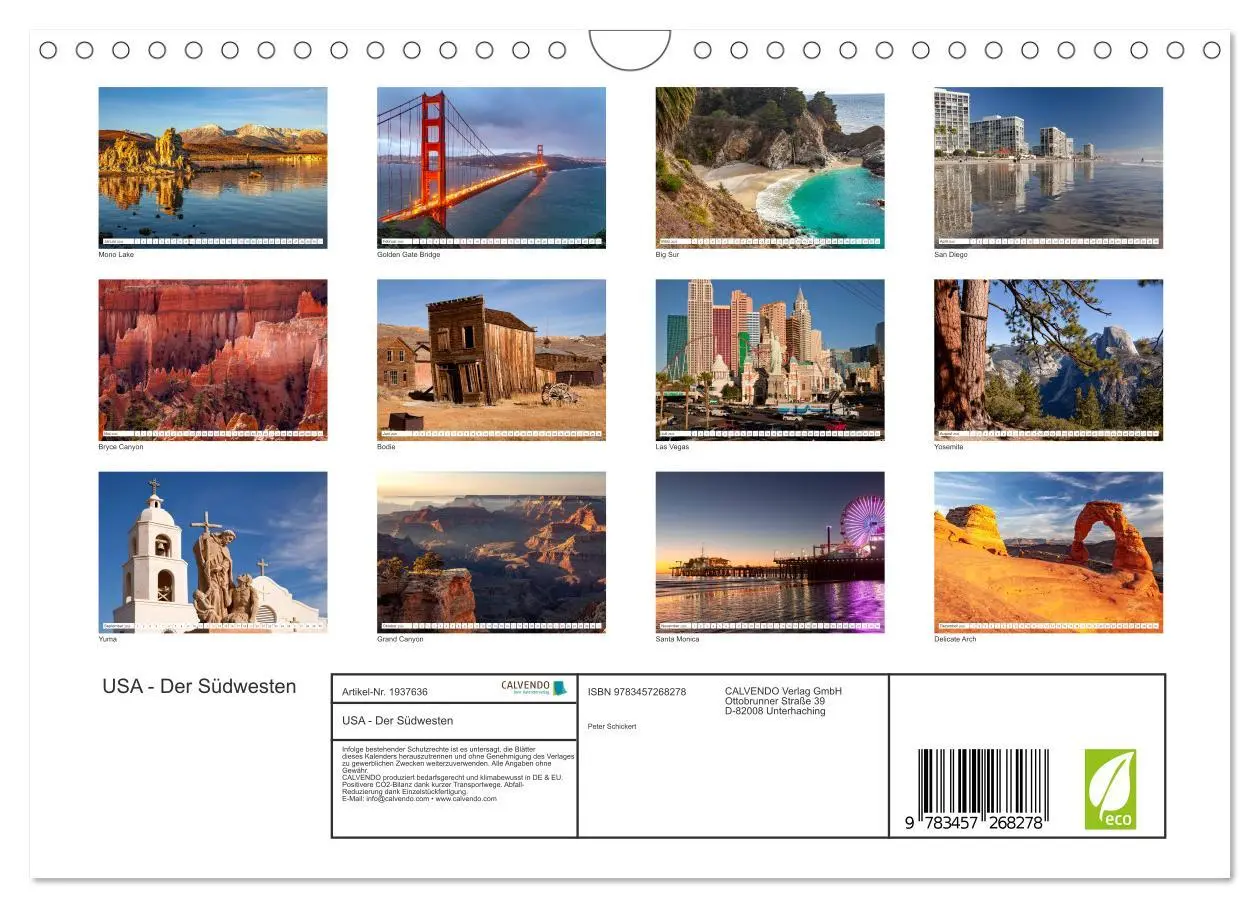 Bild: 9783457268278 | USA - Der Südwesten (Wandkalender 2026 DIN A4 quer), CALVENDO...