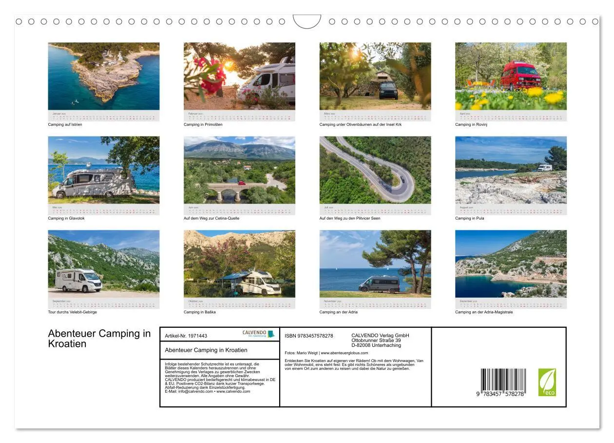 Bild: 9783457578278 | Abenteuer Camping in Kroatien (Wandkalender 2026 DIN A3 quer),...