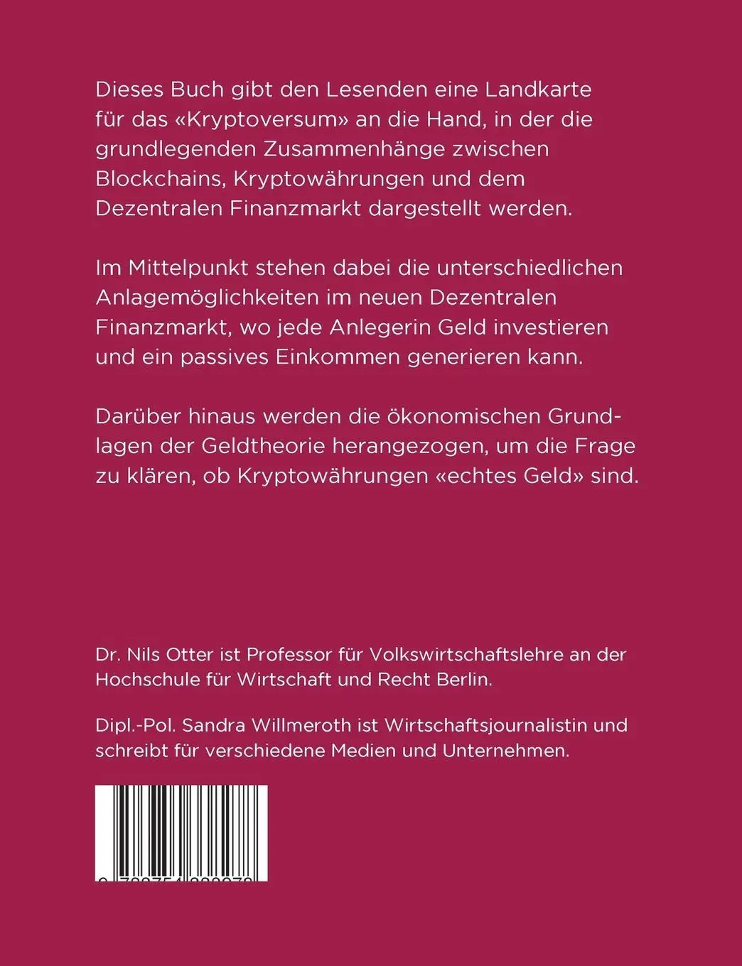 Rückseite: 9783754338278 | Kryptowährungen und der Dezentrale Finanzmarkt | Nils Otter (u. a.)