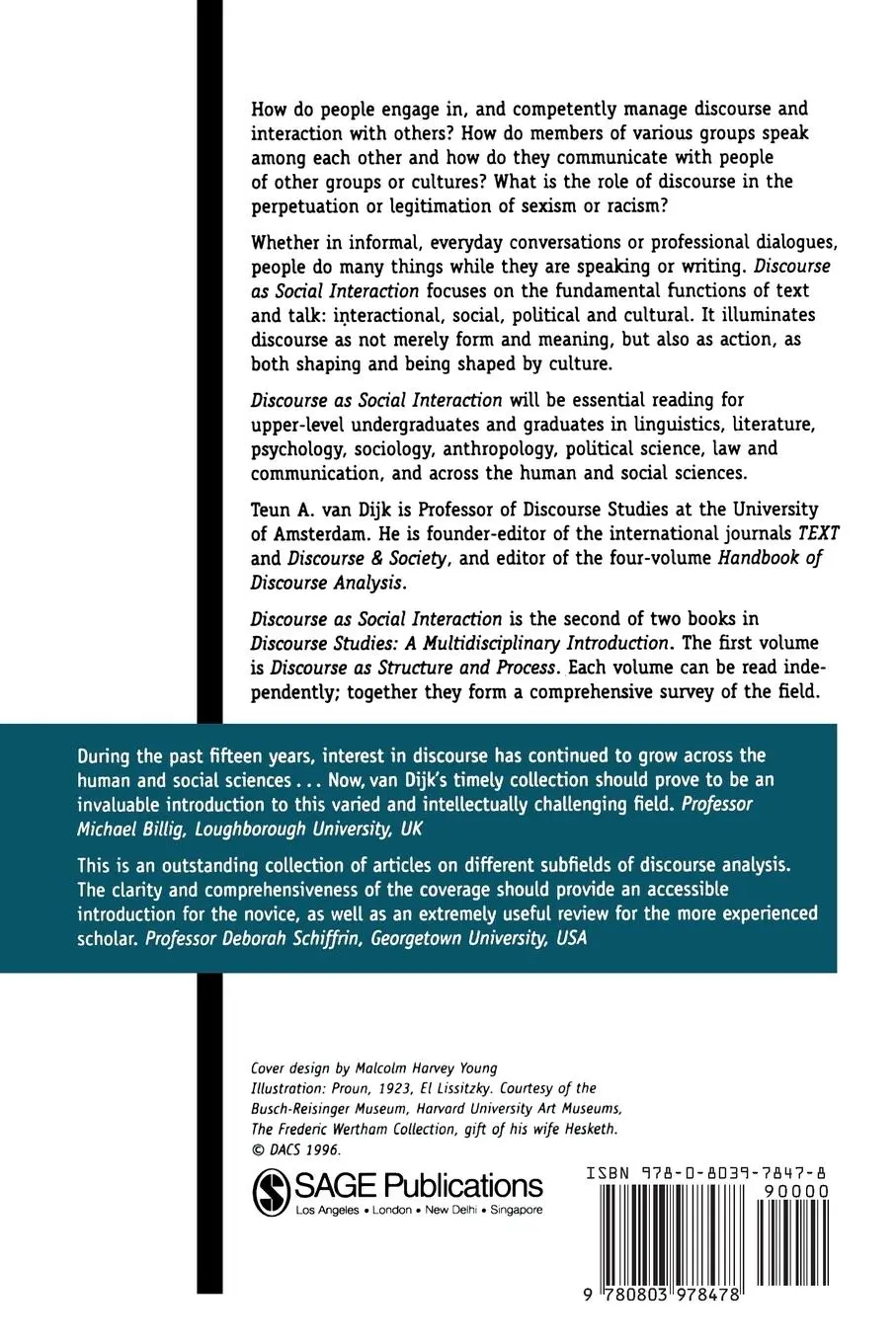 Rückseite: 9780803978478 | Discourse as Social Interaction | Teun A. Van Dijk (u. a.) | Buch