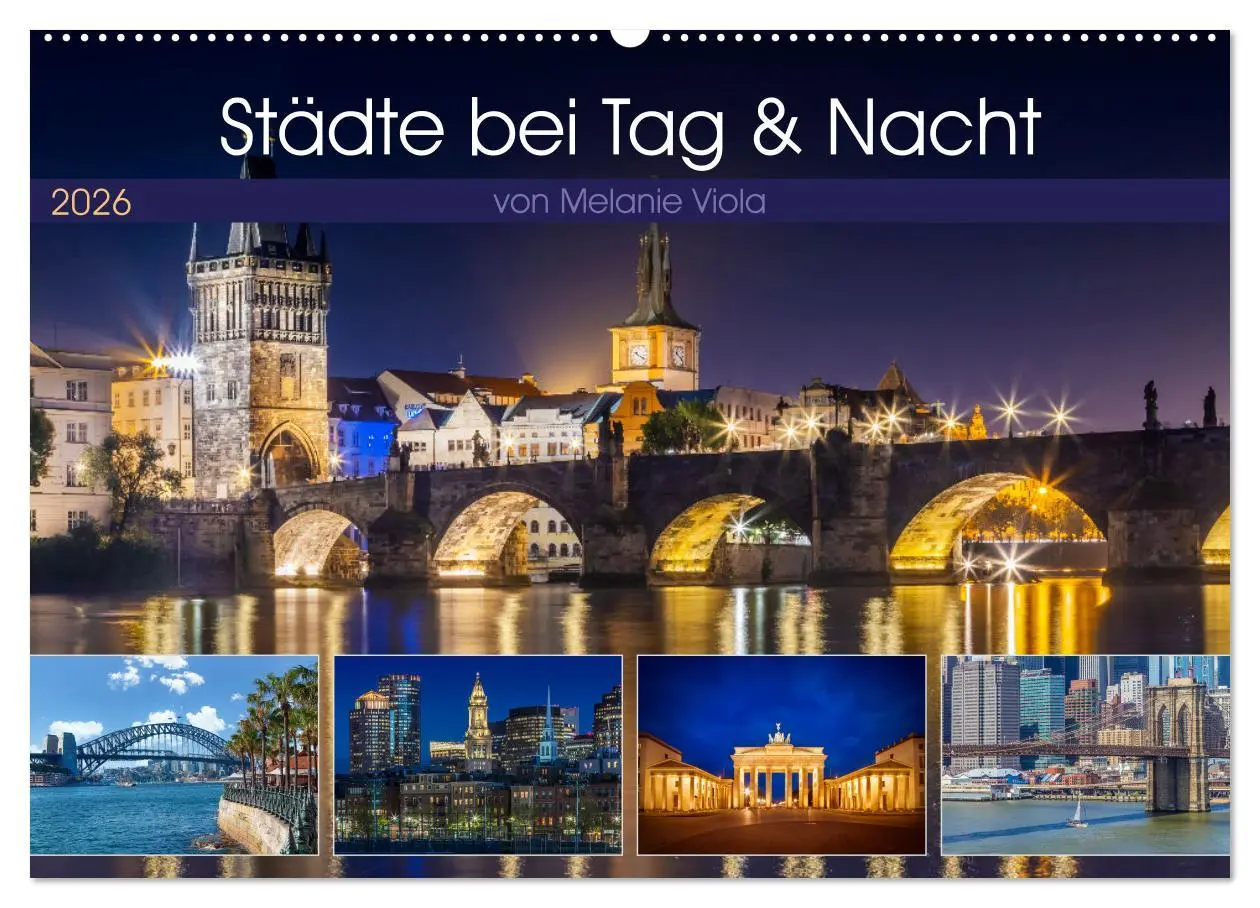 Cover: 9783457558478 | Städte bei Tag und Nacht (Wandkalender 2026 DIN A2 quer), CALVENDO...