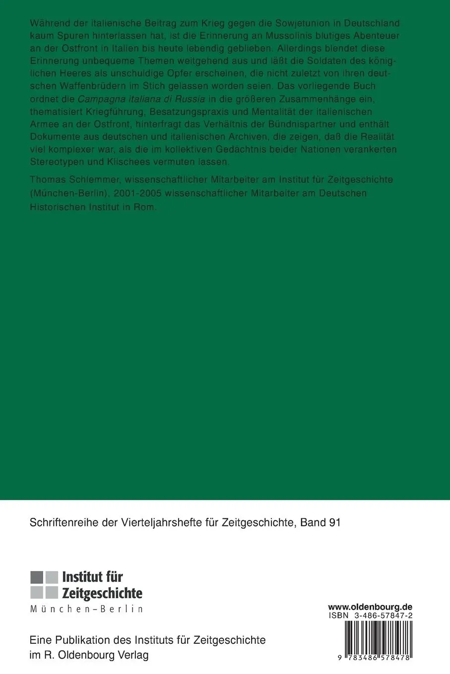Rückseite: 9783486578478 | Die Italiener an der Ostfront 1942/43 | Thomas Schlemmer | Taschenbuch