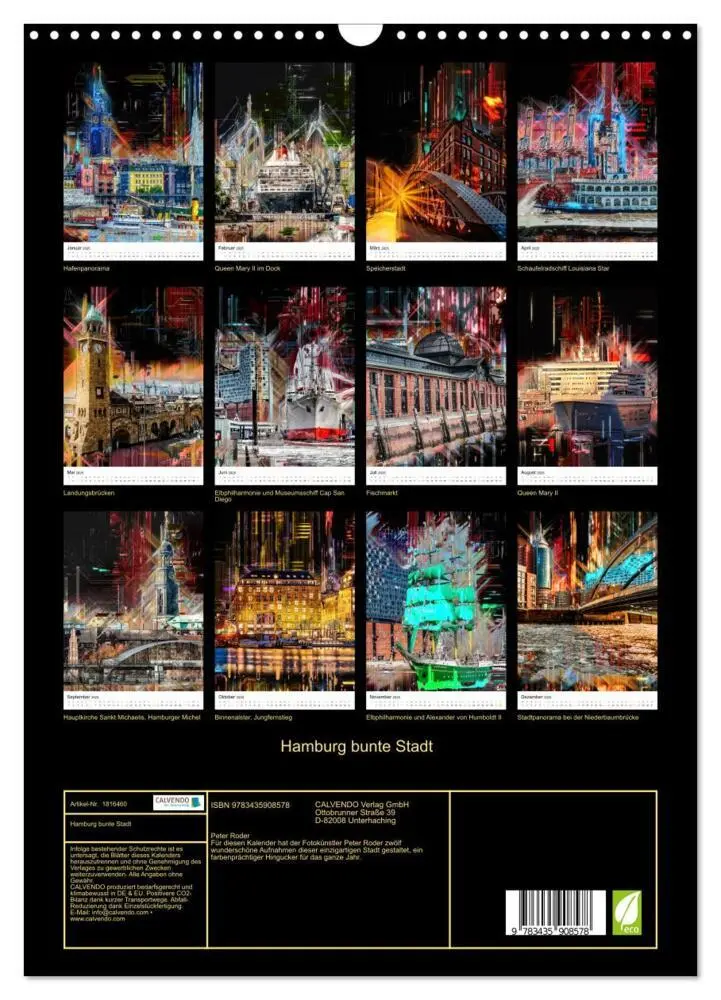 Bild: 9783435908578 | Hamburg bunte Stadt (Wandkalender 2025 DIN A3 hoch), CALVENDO...