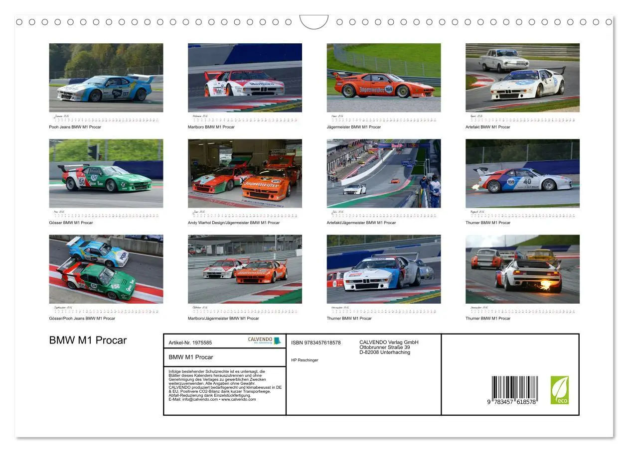 Bild: 9783457618578 | BMW M1 Procar (Wandkalender 2026 DIN A3 quer), CALVENDO Monatskalender