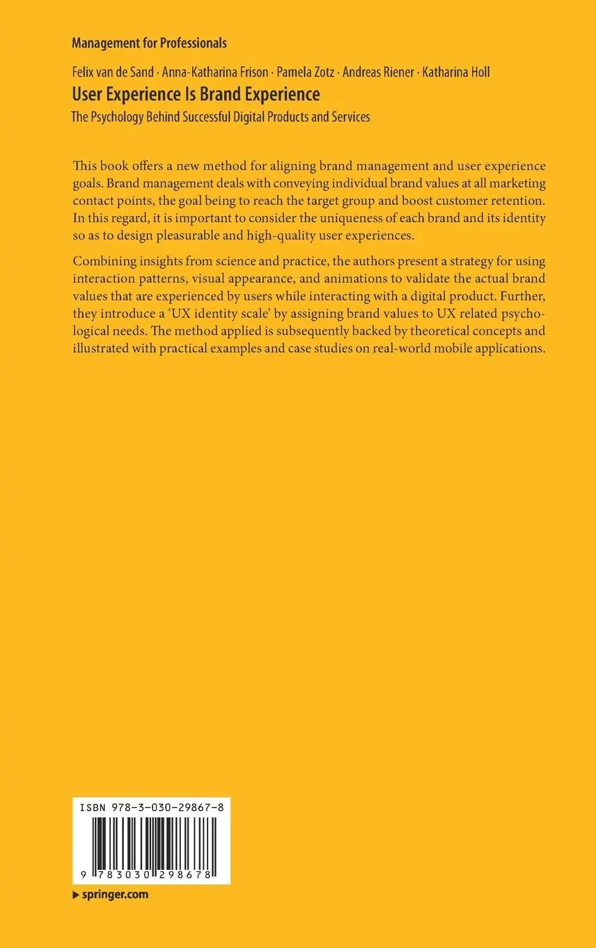 Rückseite: 9783030298678 | User Experience Is Brand Experience | Felix van de Sand (u. a.) | Buch