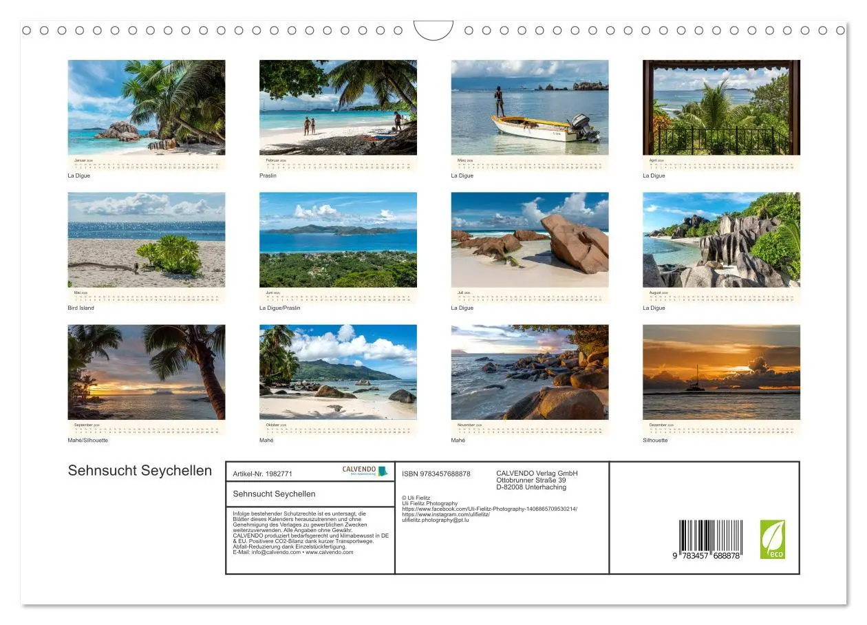 Bild: 9783457688878 | Sehnsucht Seychellen (Wandkalender 2026 DIN A3 quer), CALVENDO...