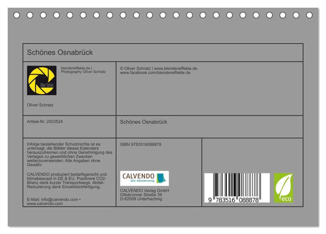 Bild: 9783516088878 | Schönes Osnabrück (Tischkalender 2026 DIN A5 quer), CALVENDO...