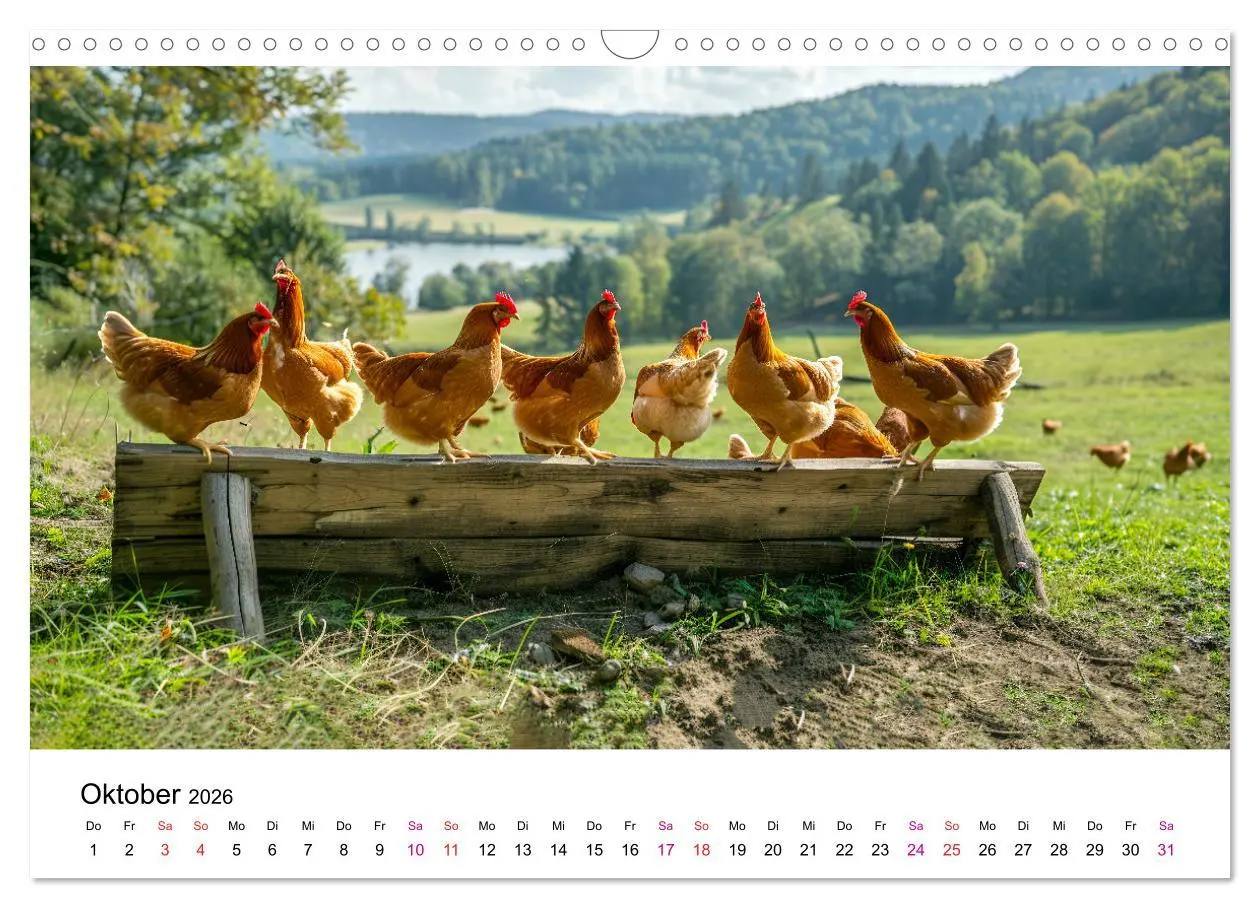 Bild: 9783457368978 | Hühner Federvieh (Wandkalender 2026 DIN A3 quer), CALVENDO...