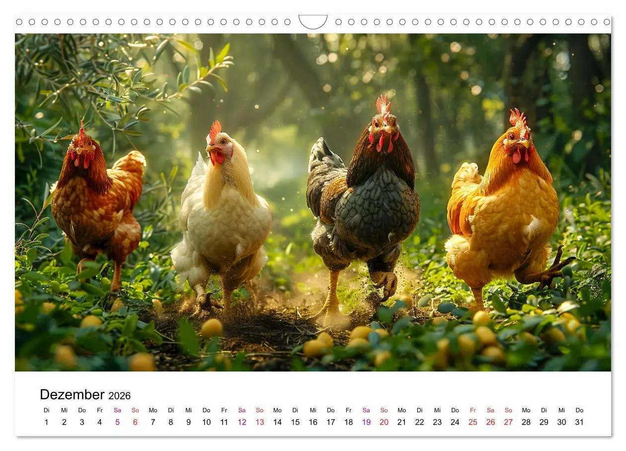 Bild: 9783457368978 | Hühner Federvieh (Wandkalender 2026 DIN A3 quer), CALVENDO...