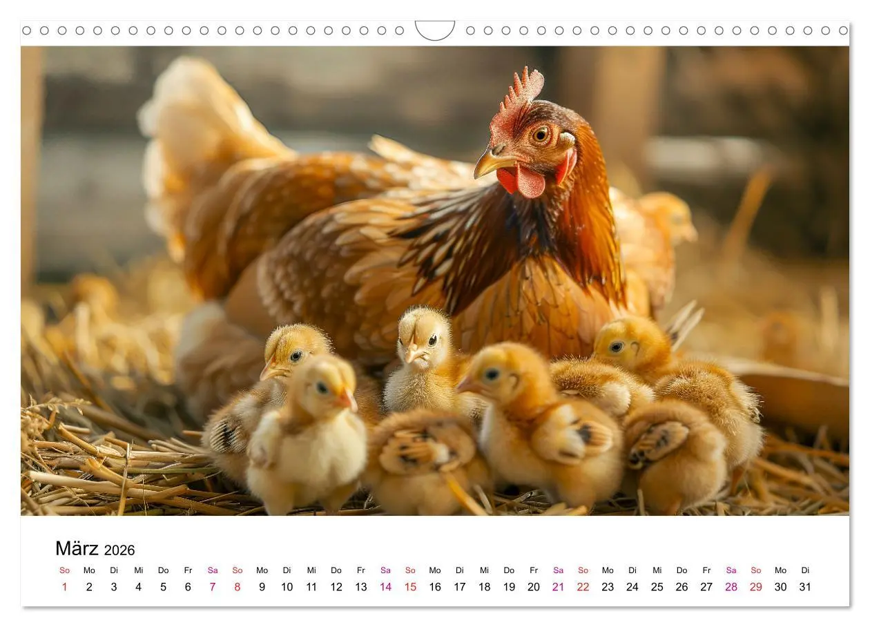 Bild: 9783457368978 | Hühner Federvieh (Wandkalender 2026 DIN A3 quer), CALVENDO...