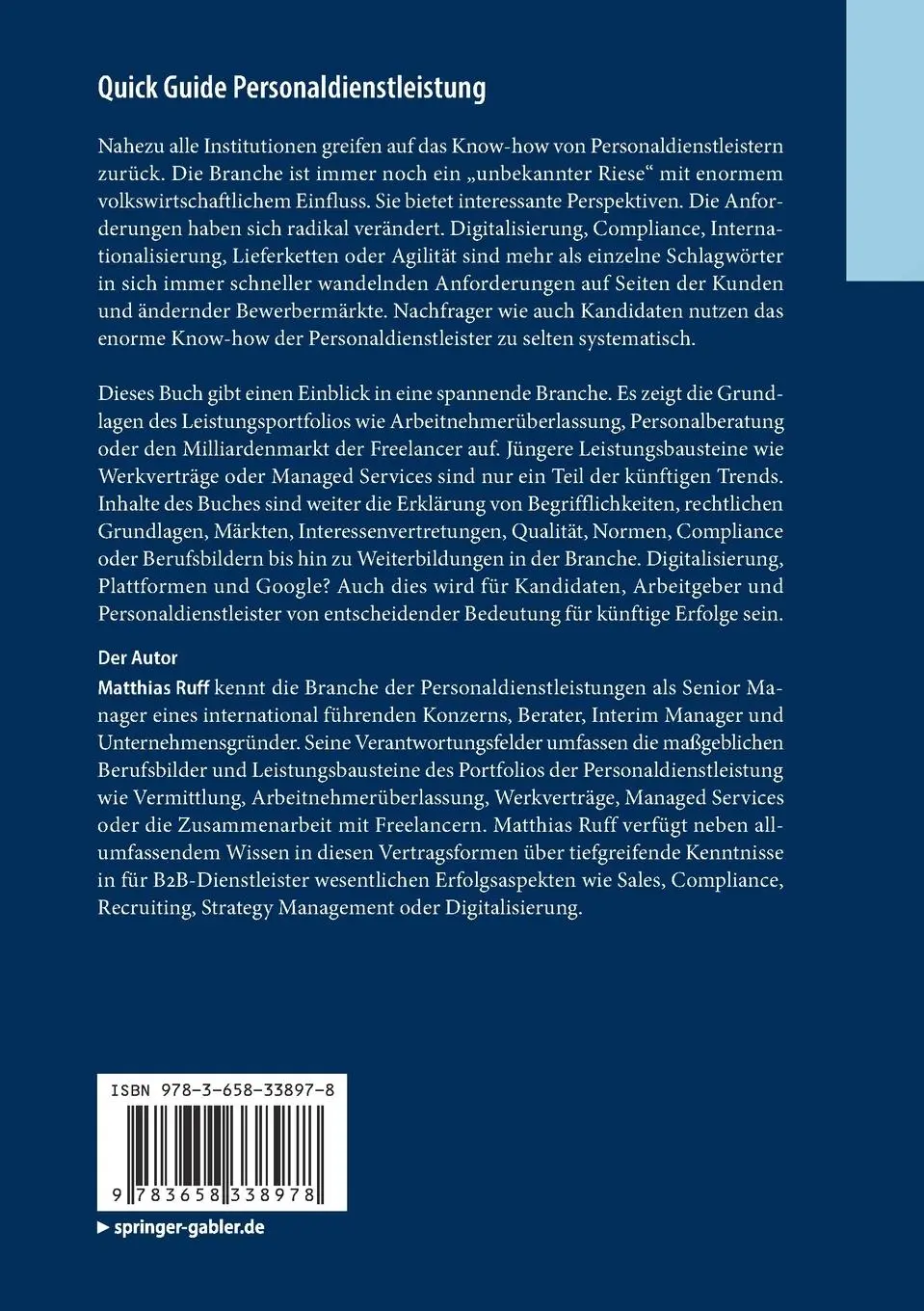 Rückseite: 9783658338978 | Quick Guide Personaldienstleistung | Matthias Ruff | Taschenbuch | vi