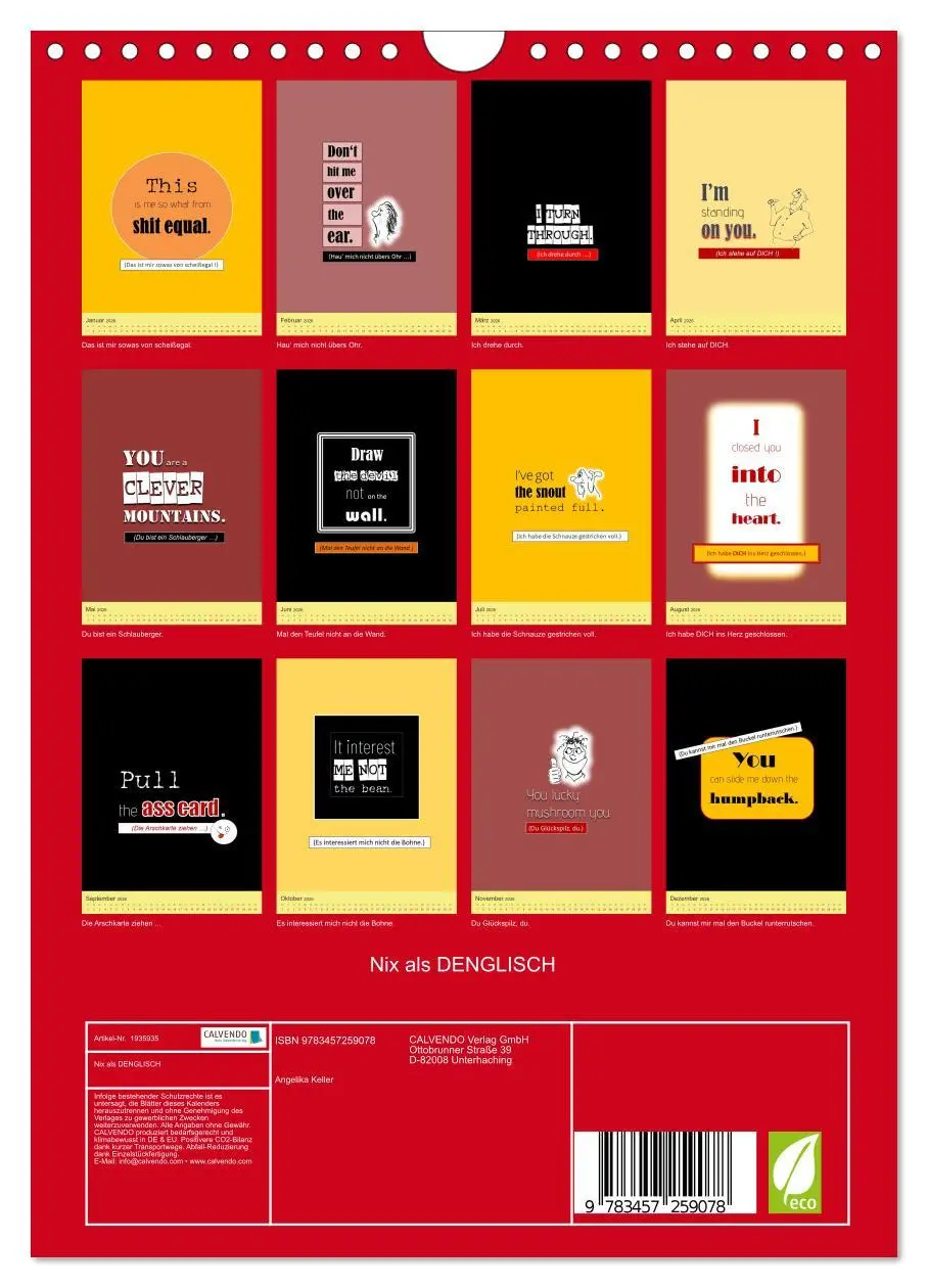 Bild: 9783457259078 | Nix als DENGLISCH (Wandkalender 2026 DIN A4 hoch), CALVENDO...