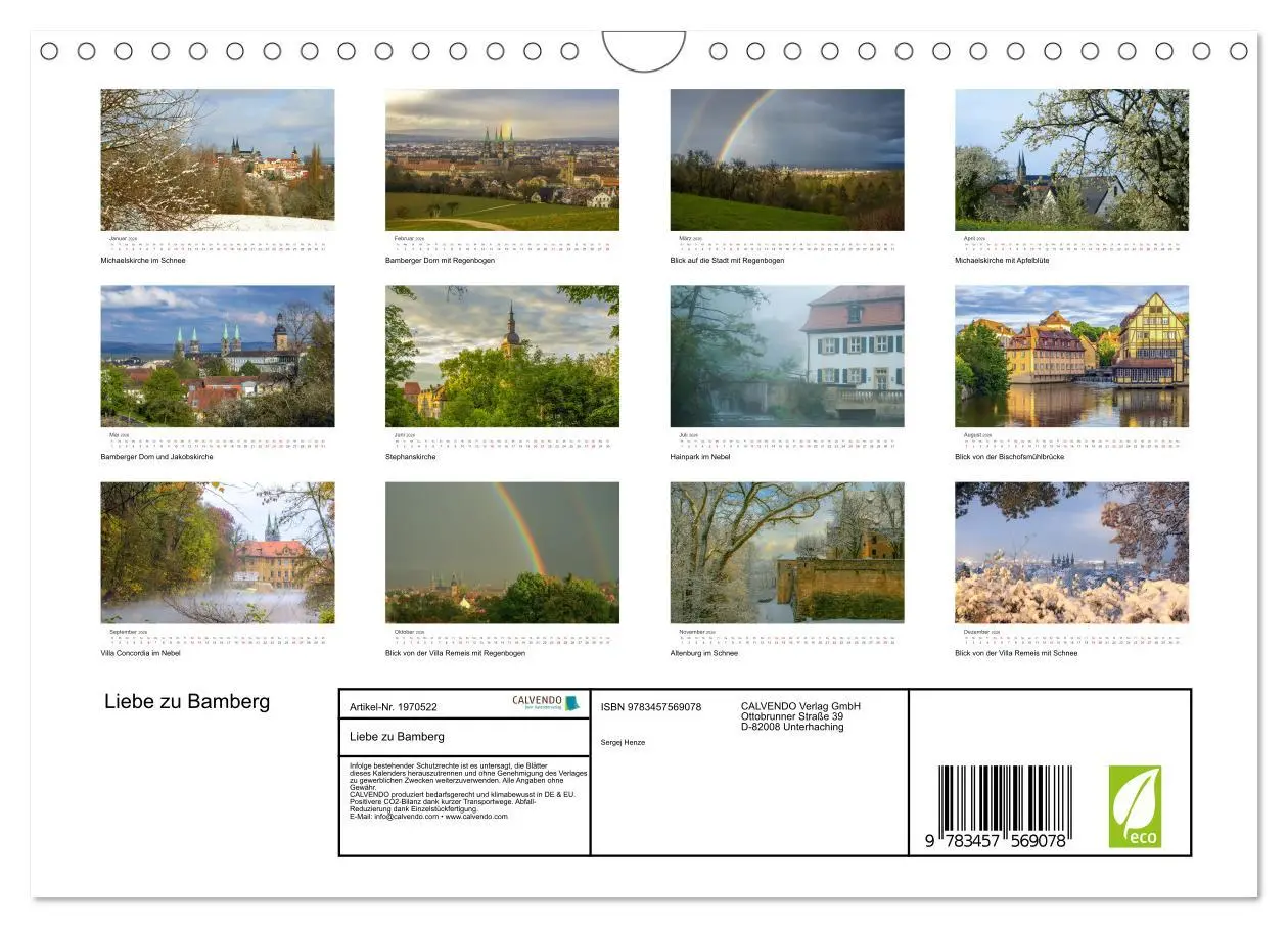Bild: 9783457569078 | Liebe zu Bamberg (Wandkalender 2026 DIN A4 quer), CALVENDO...