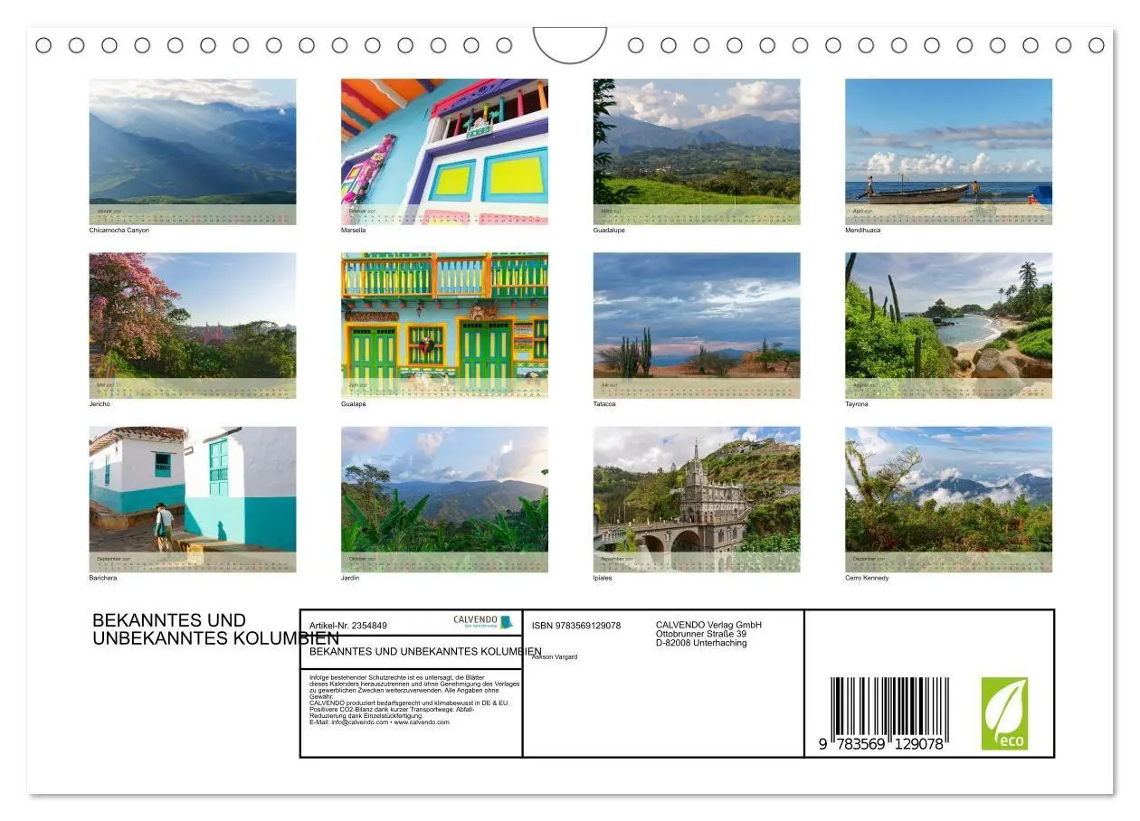 Bild: 9783569129078 | BEKANNTES UND UNBEKANNTES KOLUMBIEN (Wandkalender 2027 DIN A4...