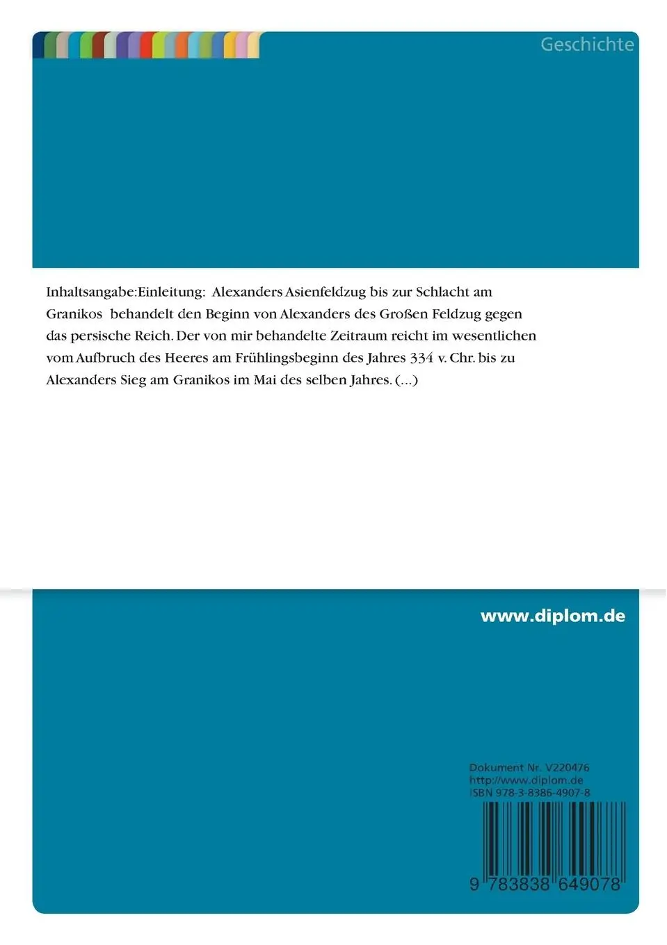 Rückseite: 9783838649078 | Alexanders Asienfeldzug bis zur Schlacht am Granikos | Kanstinger
