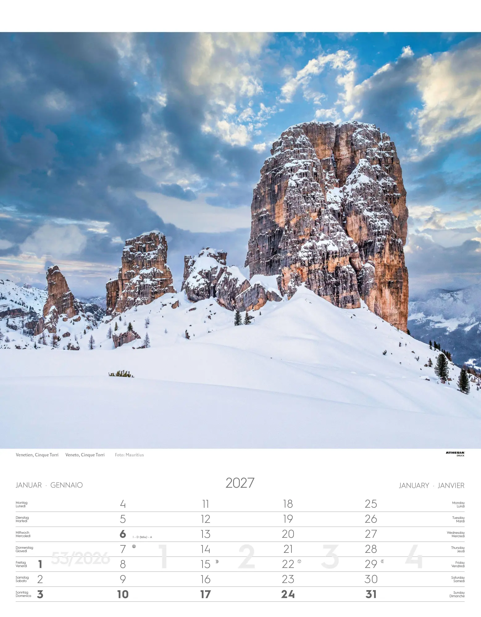 Bild: 9788868399078 | Weltnaturerbe Dolomiten Kalender 2027 | Athesia-Tappeiner Verlag