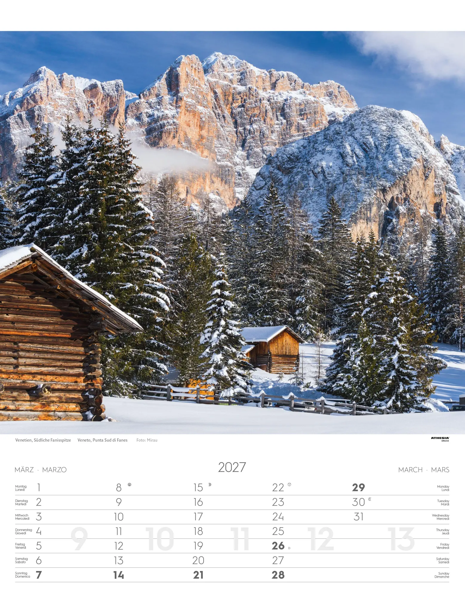 Bild: 9788868399078 | Weltnaturerbe Dolomiten Kalender 2027 | Athesia-Tappeiner Verlag