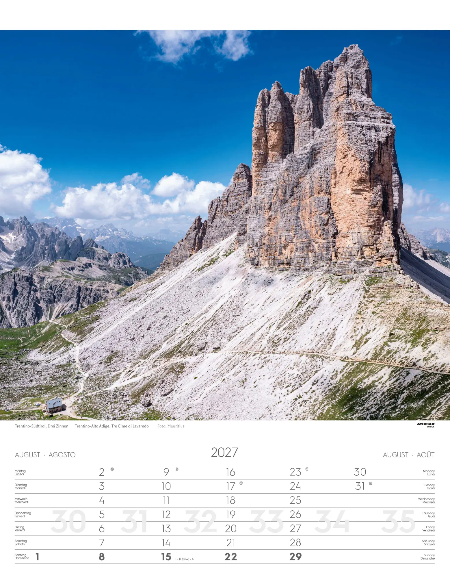 Bild: 9788868399078 | Weltnaturerbe Dolomiten Kalender 2027 | Athesia-Tappeiner Verlag