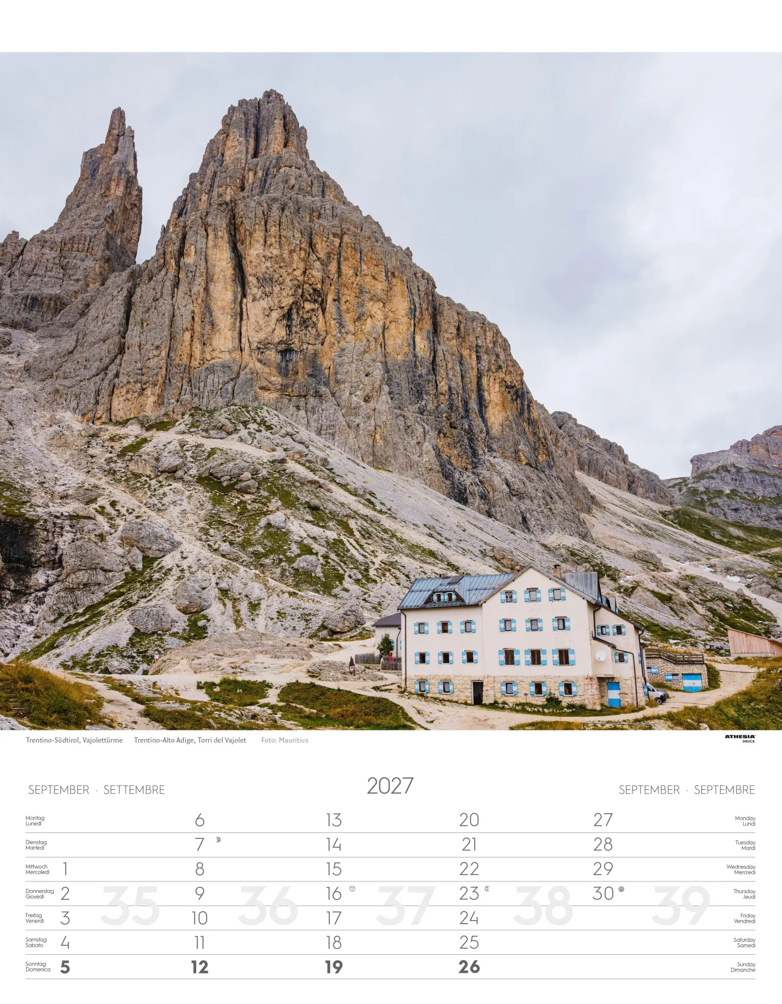 Bild: 9788868399078 | Weltnaturerbe Dolomiten Kalender 2027 | Athesia-Tappeiner Verlag
