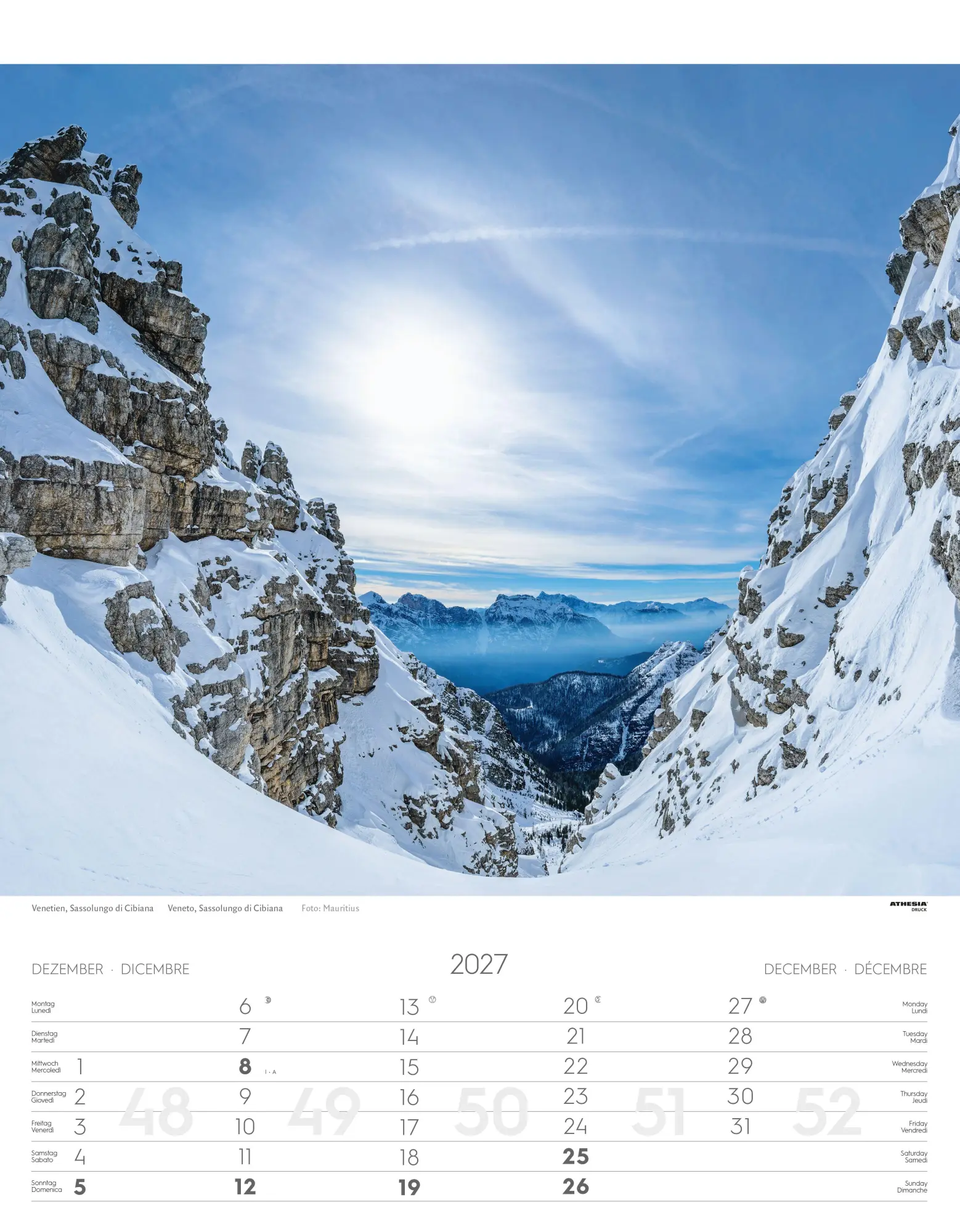 Bild: 9788868399078 | Weltnaturerbe Dolomiten Kalender 2027 | Athesia-Tappeiner Verlag