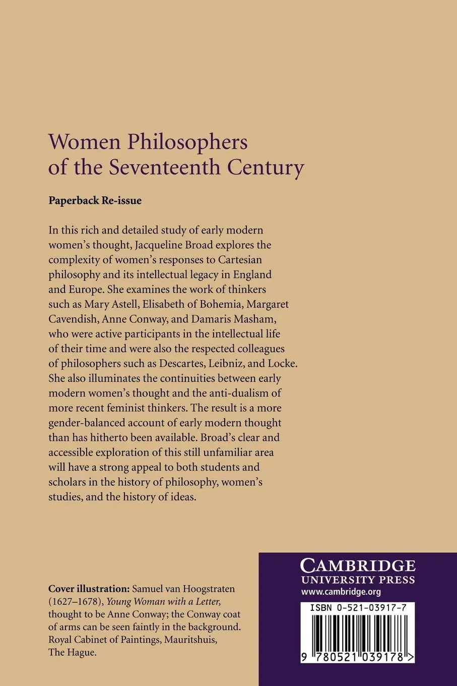 Rückseite: 9780521039178 | Women Philosophers of the Seventeenth Century | Jacqueline Broad