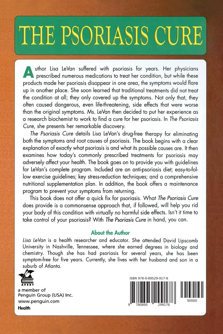 Rückseite: 9780895299178 | The Psoriasis Cure | Lisa Levan | Taschenbuch | Englisch | 1999