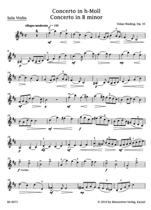 Bild: 9790006539178 | Konzert h-Moll op.35, für Violine + Klavierauszug | Oskar Rieding