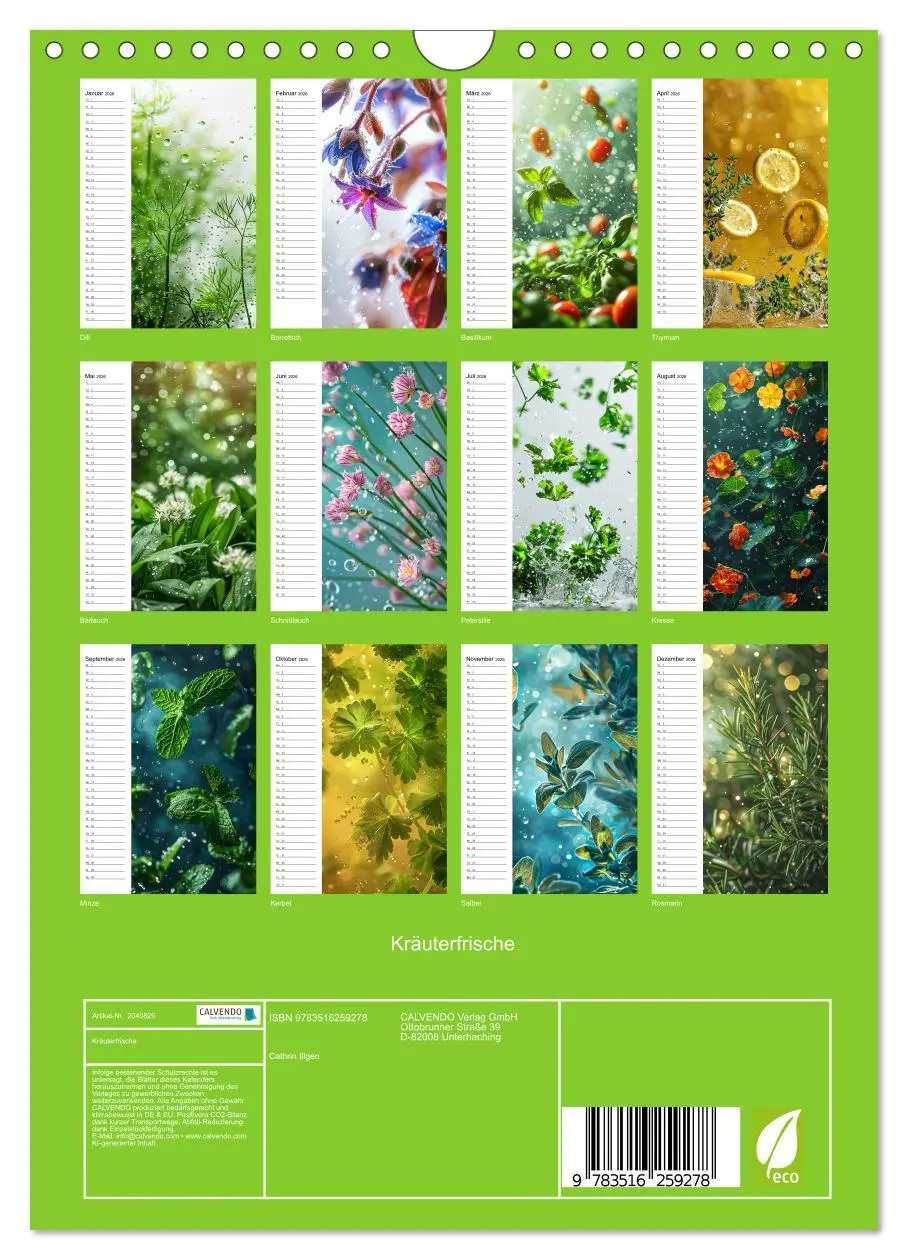 Bild: 9783516259278 | Kräuterfrische (Wandkalender 2026 DIN A4 hoch), CALVENDO...