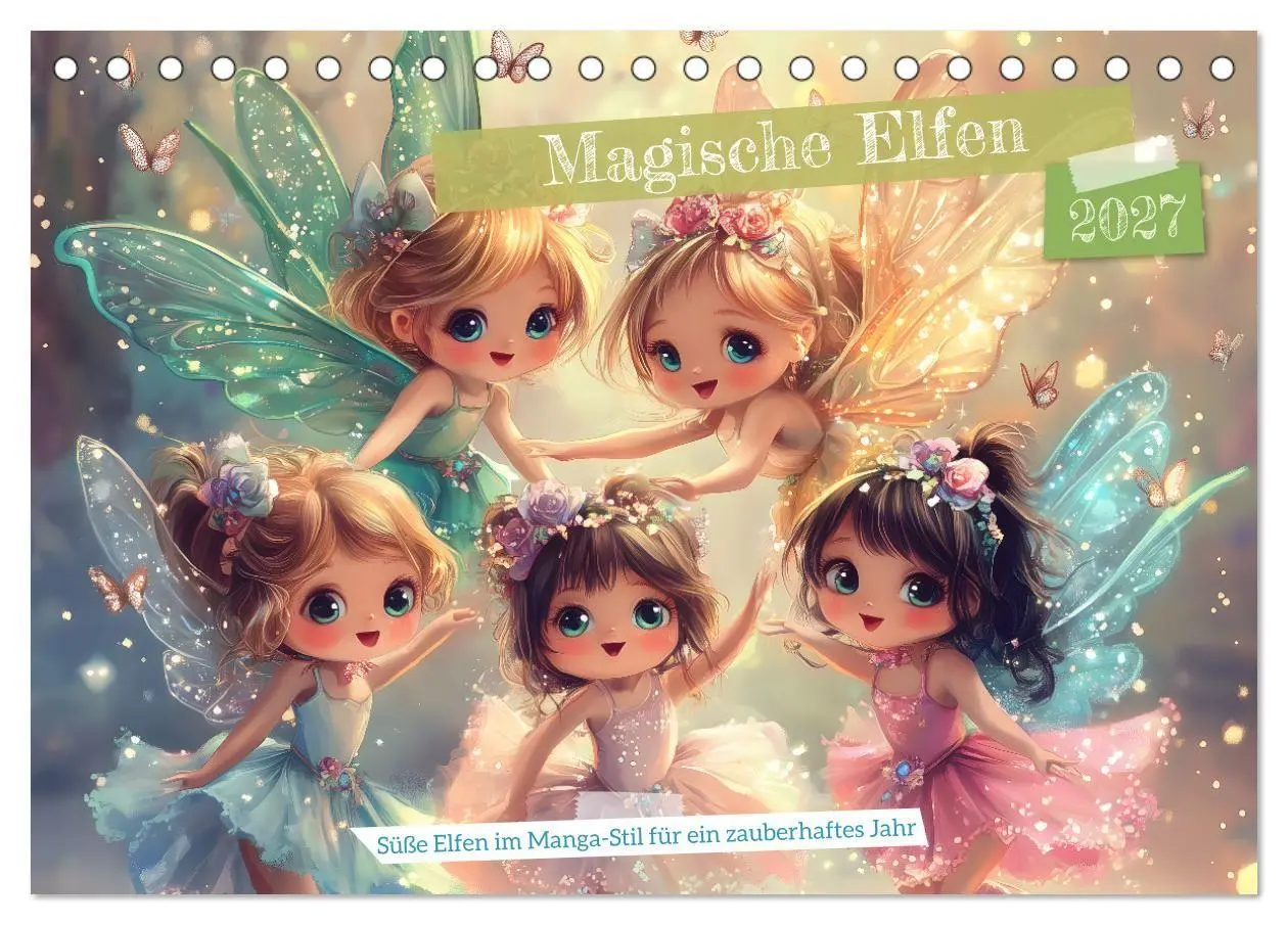 Magische Elfen - Süße Elfen im Manga-Stil für ein zauberhaftes Jahr (Tischkalender 2027 DIN A5 quer), CALVENDO...