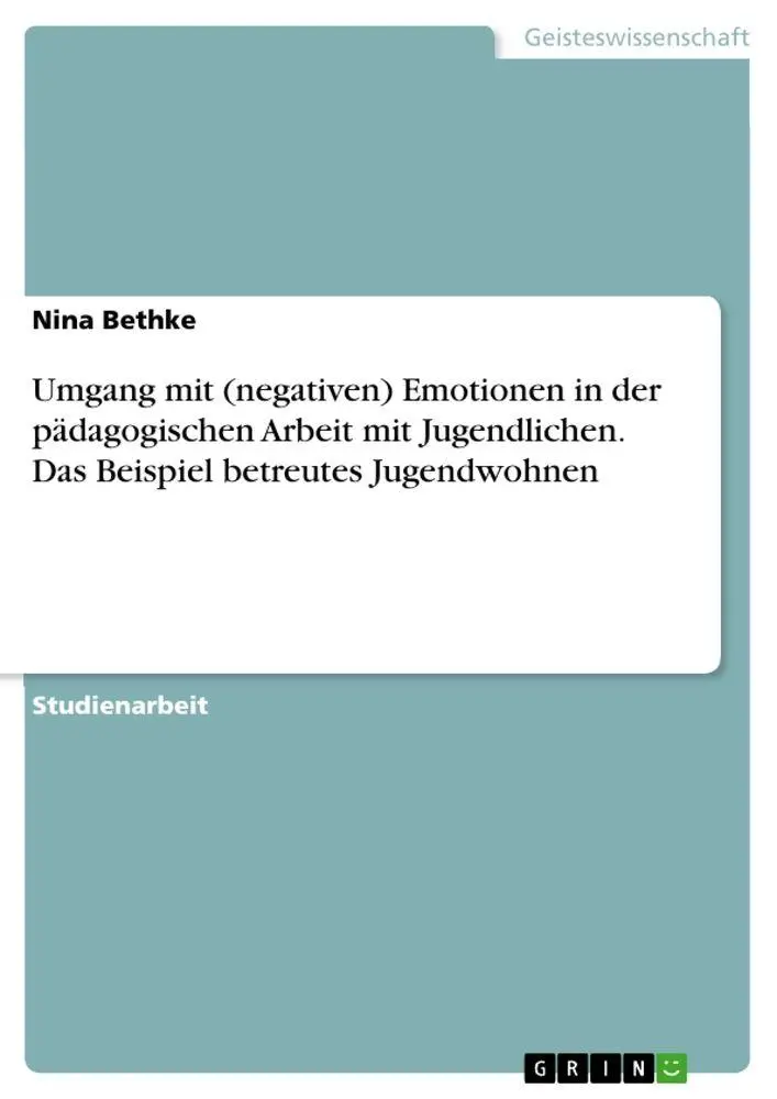 Cover: 9783668199378 | Umgang mit (negativen) Emotionen in der pädagogischen Arbeit mit...