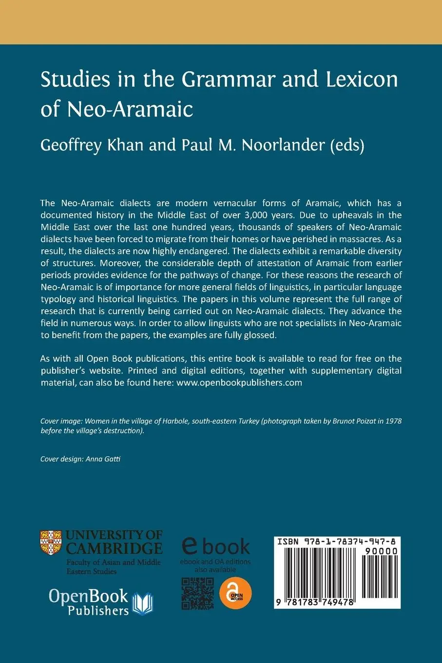 Rückseite: 9781783749478 | Studies in the Grammar and Lexicon of Neo-Aramaic | Khan (u. a.)