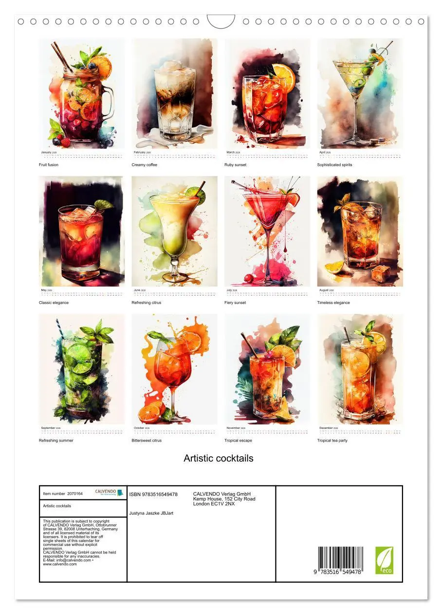 Bild: 9783516549478 | Artistic cocktails (Wall Calendar 2026 DIN A3 portrait), CALVENDO...