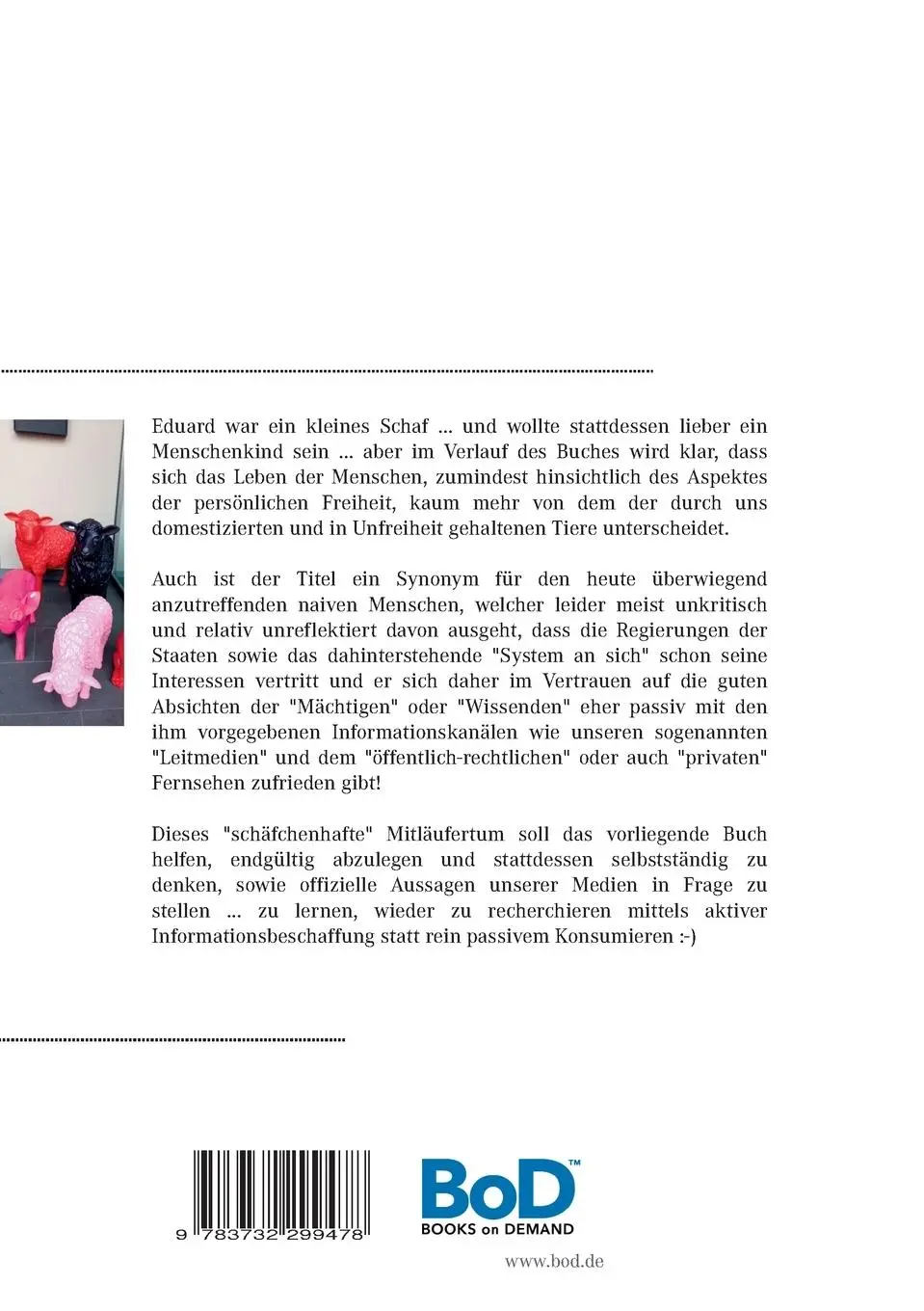 Rückseite: 9783732299478 | Eduard war ein kleines Schaf | ... oder wie ich lernte zu denken ...