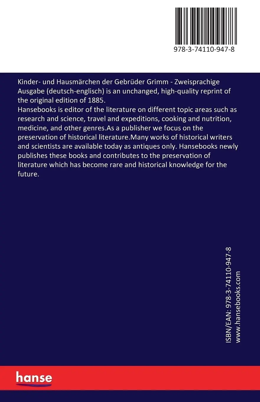 Rückseite: 9783741109478 | Kinder- und Hausmärchen der Gebrüder Grimm | W. H van der Smissen