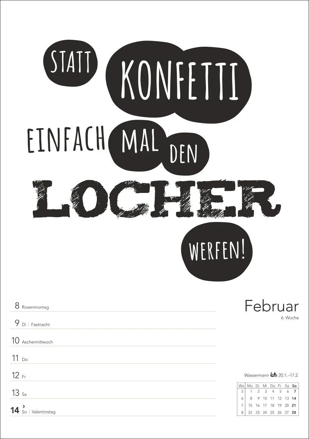 Bild: 9783840039478 | Typo-Sprüche-Kalender s/w Wochenplaner 2027 - mit 53 witzigen Sprüchen