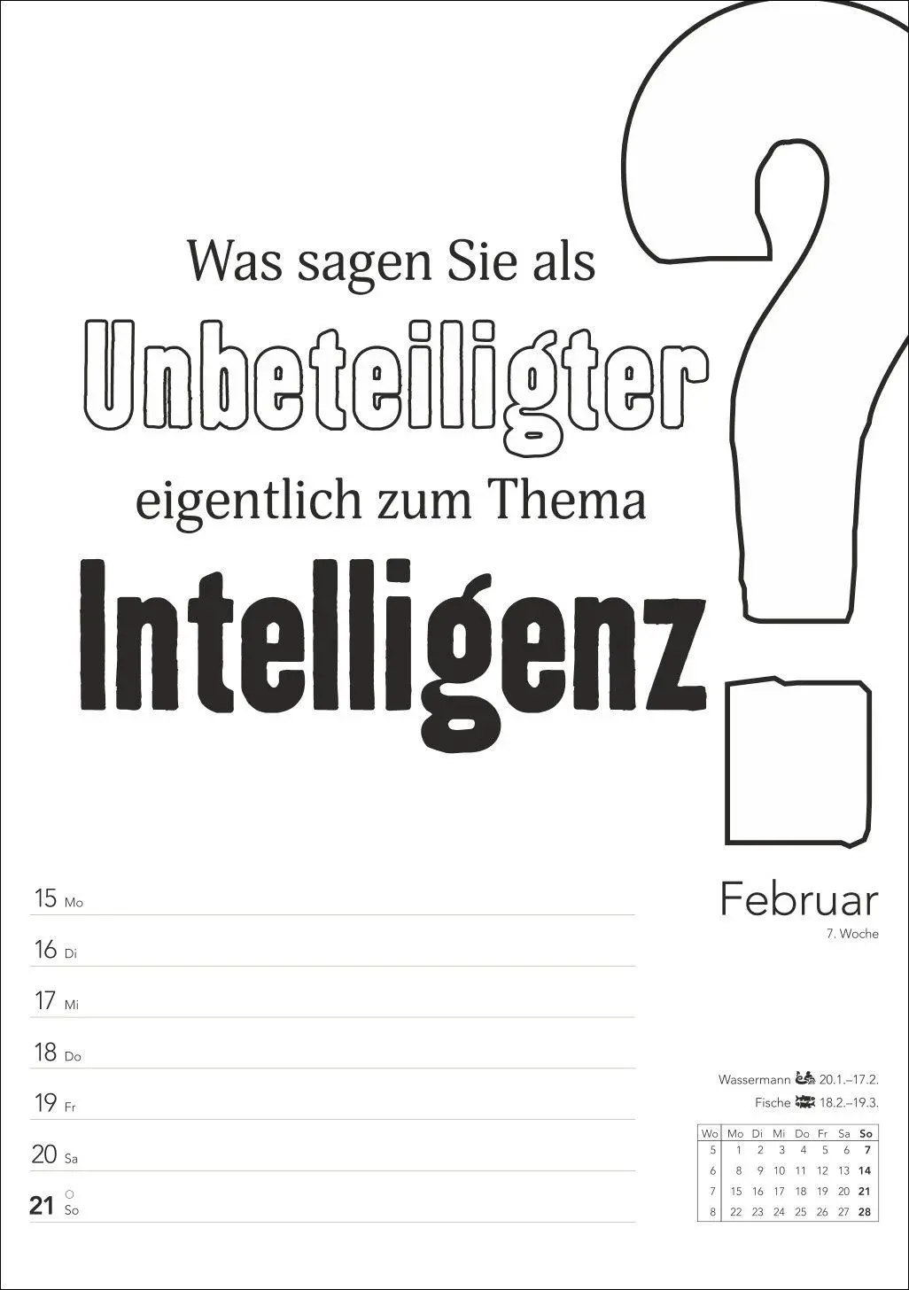 Bild: 9783840039478 | Typo-Sprüche-Kalender s/w Wochenplaner 2027 - mit 53 witzigen Sprüchen