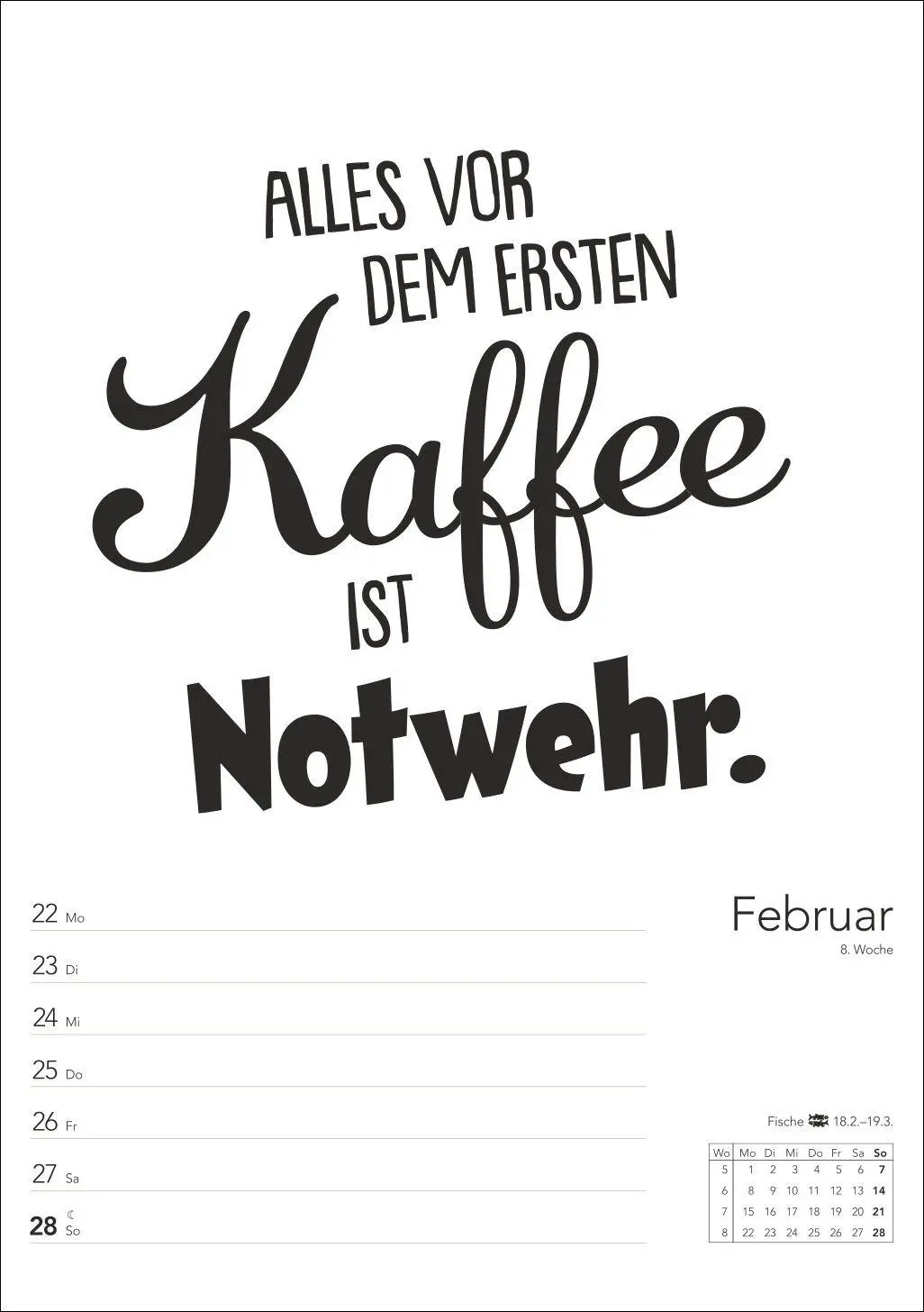 Bild: 9783840039478 | Typo-Sprüche-Kalender s/w Wochenplaner 2027 - mit 53 witzigen Sprüchen