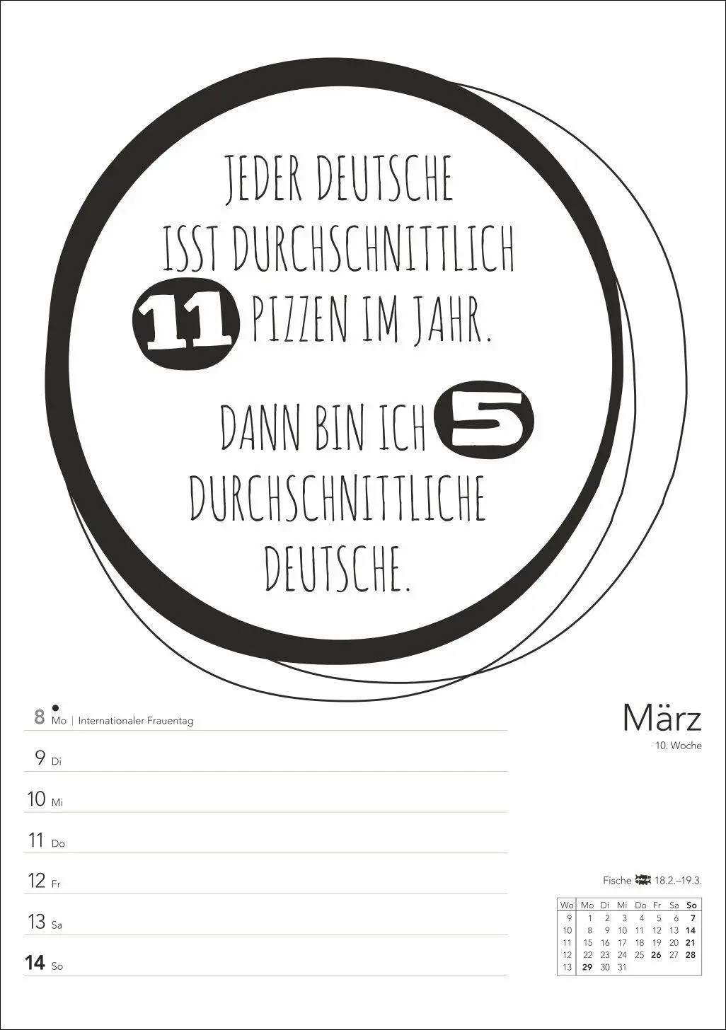 Bild: 9783840039478 | Typo-Sprüche-Kalender s/w Wochenplaner 2027 - mit 53 witzigen Sprüchen