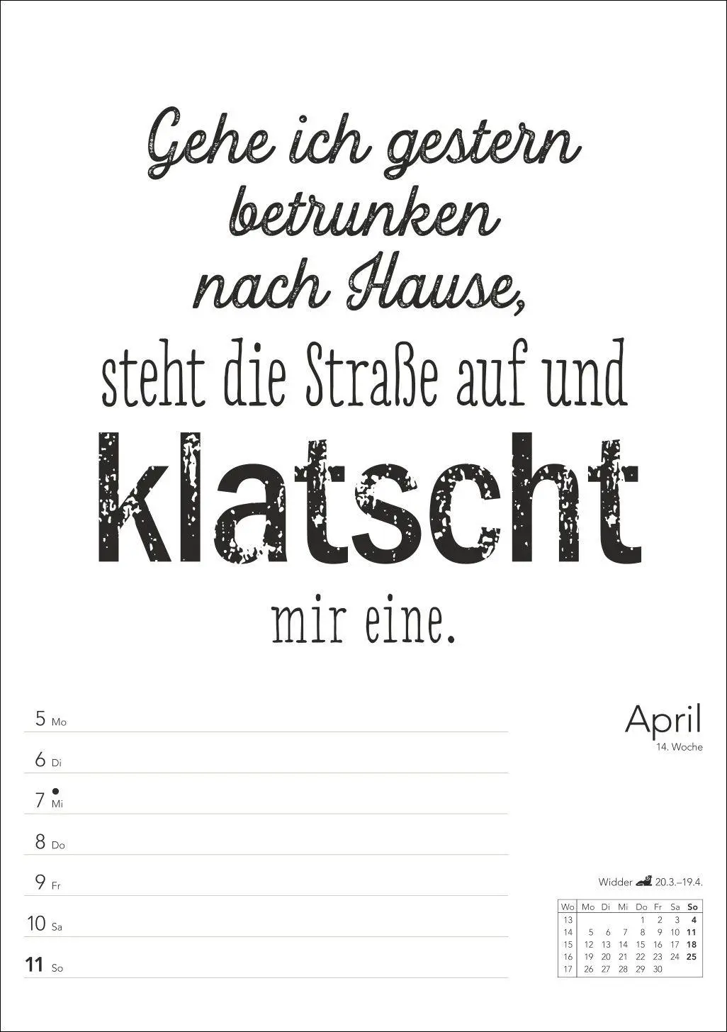 Bild: 9783840039478 | Typo-Sprüche-Kalender s/w Wochenplaner 2027 - mit 53 witzigen Sprüchen