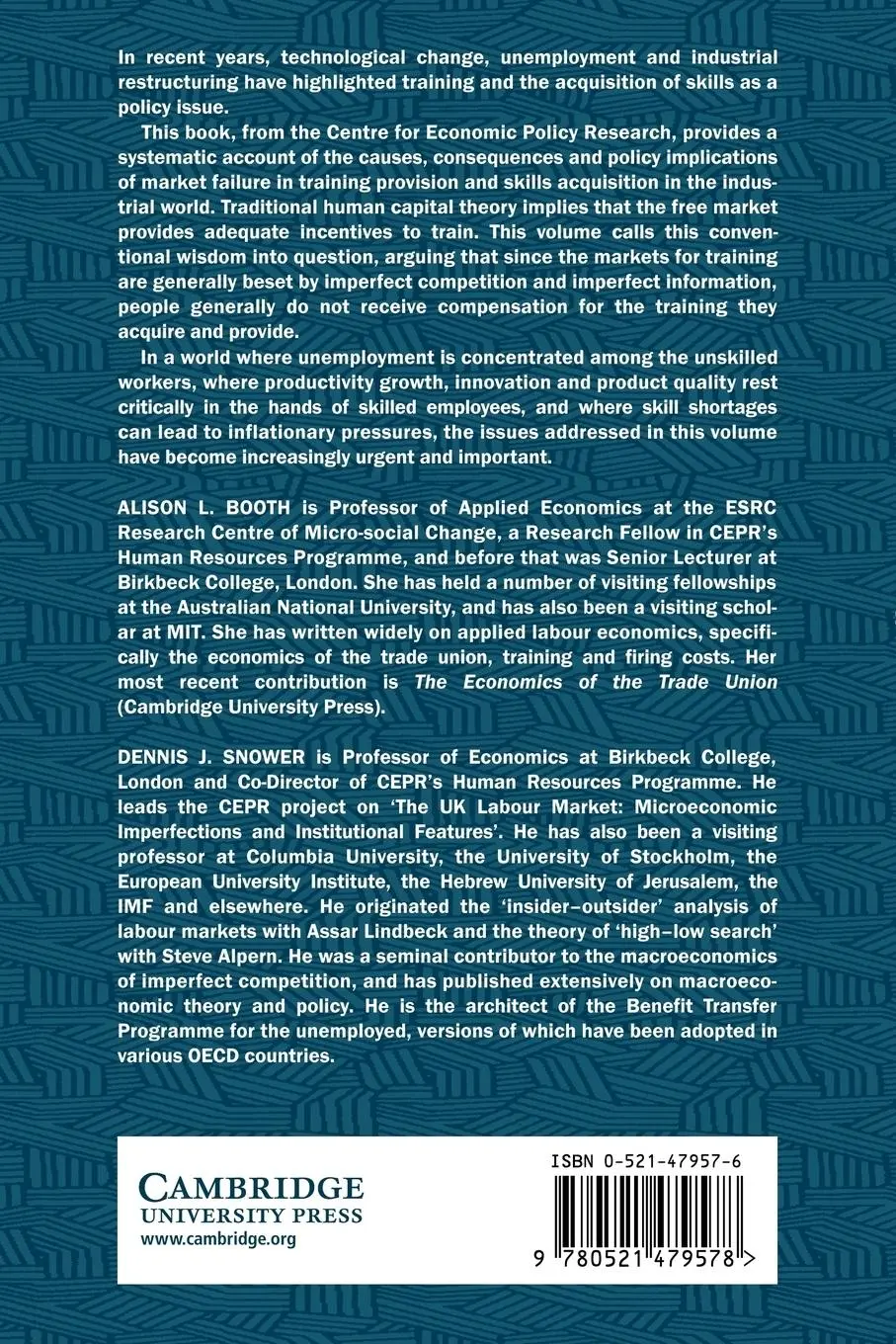 Rückseite: 9780521479578 | Acquiring Skills | Alison L. Booth (u. a.) | Taschenbuch | Englisch