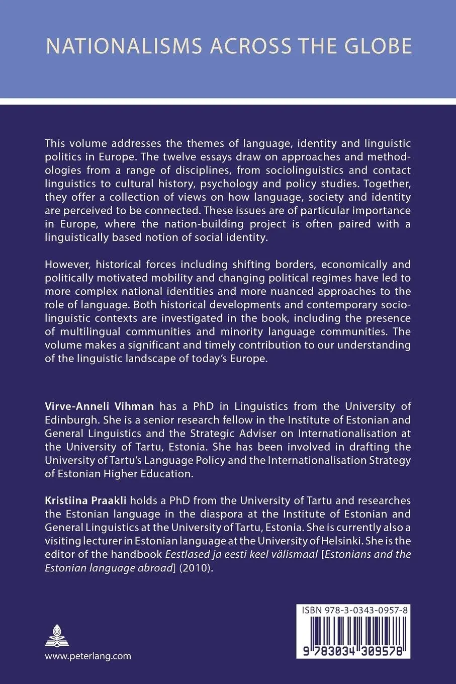 Rückseite: 9783034309578 | Negotiating Linguistic Identity | Language and Belonging in Europe